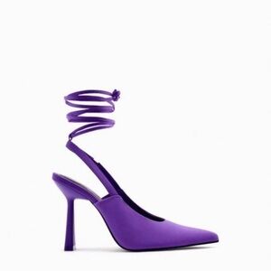 NWT ZARA LACE UP HIGH-HEEL SHOES LILAC 3209/010/081